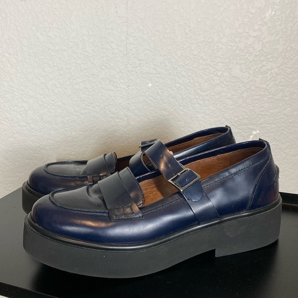 Free People navy blue platform loafers - Picture 2 of 9